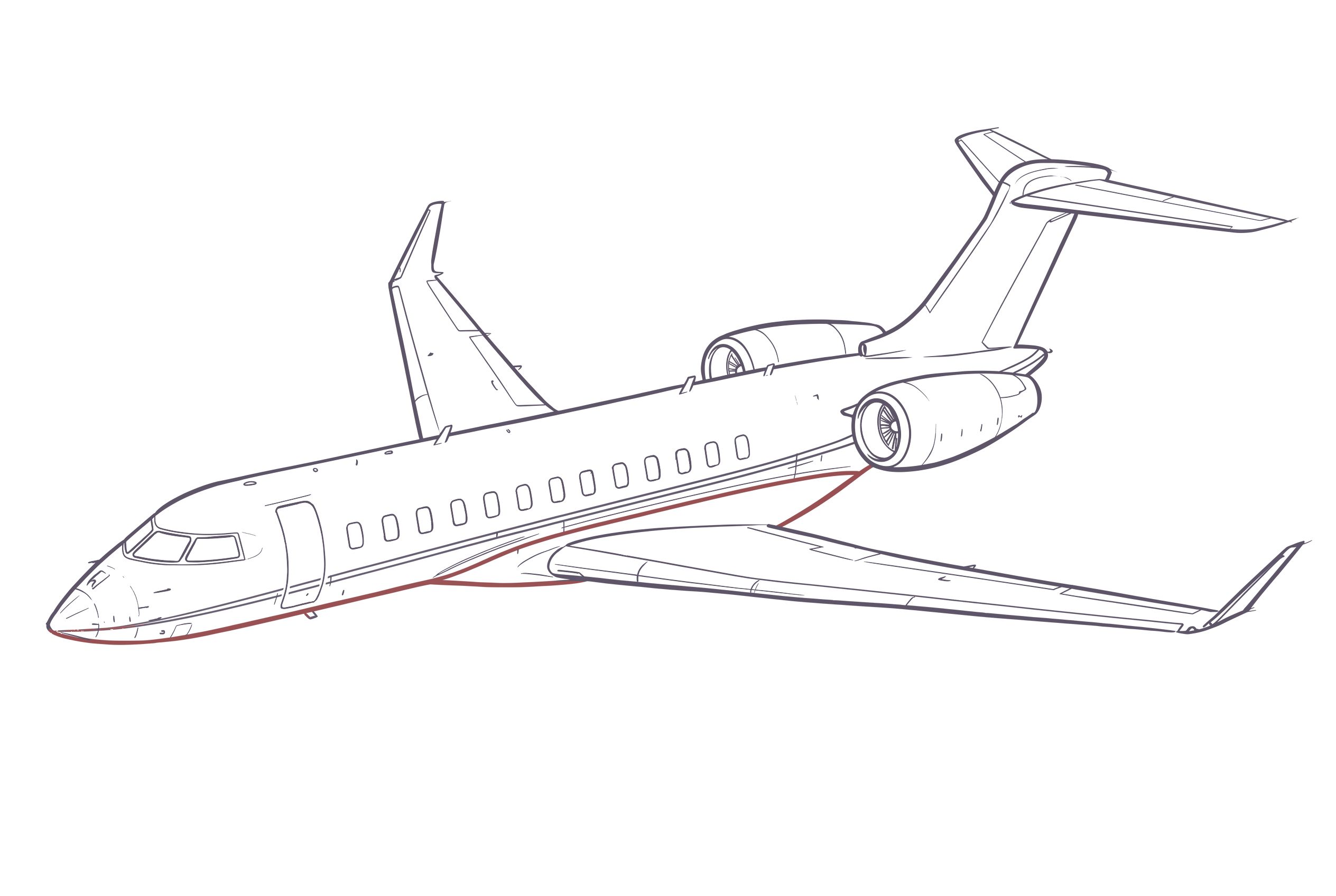 Bombardier Global 8000 line illustration, representative of Bombardier Global 6000